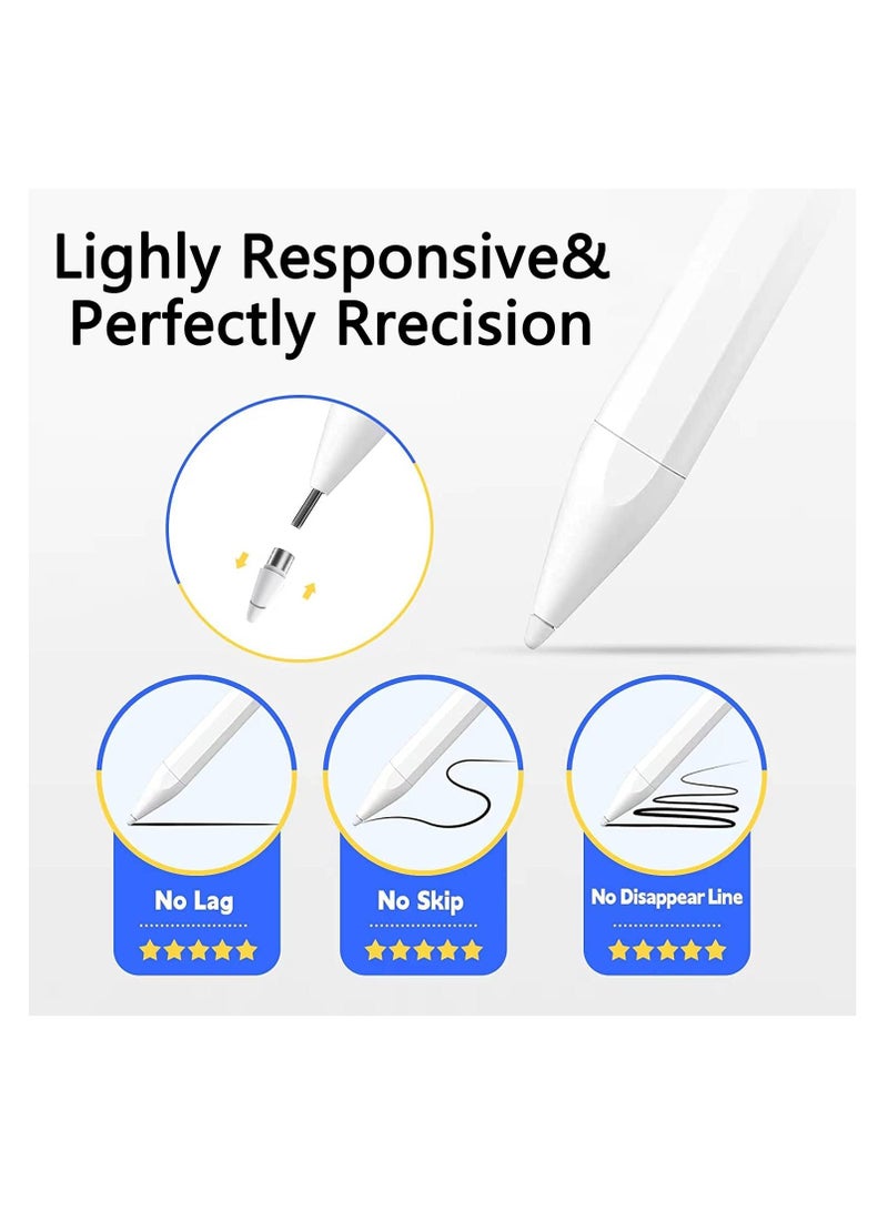 Stylus Pen for Android Touch Screens,Stylus Pencil for Tablet,Tablet Stylus Compatible Samsung/HuaWei/Tablet/Phone,Capacitive Pen with 2 Replacement Tips,Tablet Pencil with Palm Rejection,White - Image 2