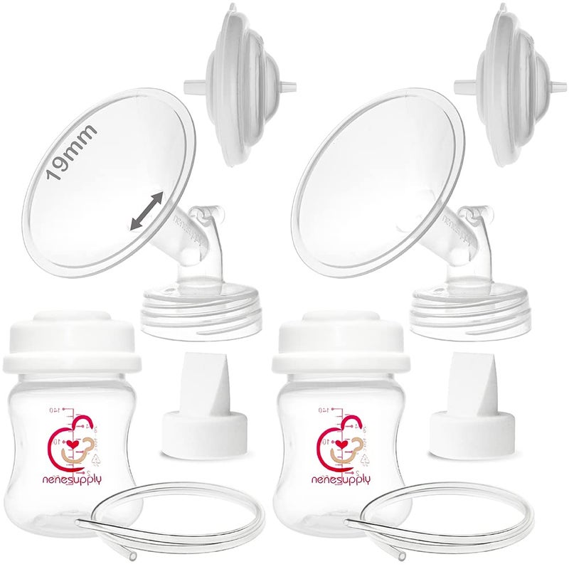 Nenesupply Pump Parts Compatible with Spectra S2 S1 9 Plus Breast Pump to Replace Spectra Pump Parts S2 Accessories Flange 19mm Duckbill Valve Tubing Bottles Backflow Protector