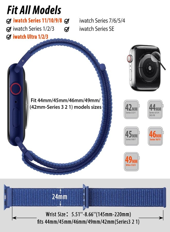سوار رياضي من النايلون متوافق مع أساور ساعة Apple Watch 44 مم و45 مم و46 مم و49 مم و42 مم للنساء والرجال، أحزمة معصم iWatch لـ Ultra 3 2 وSe وSeries 11 و10 و9 و8 و7، قابل للتهوية، سوار ناعم مثالي للأنشطة الخارجية - Image 2