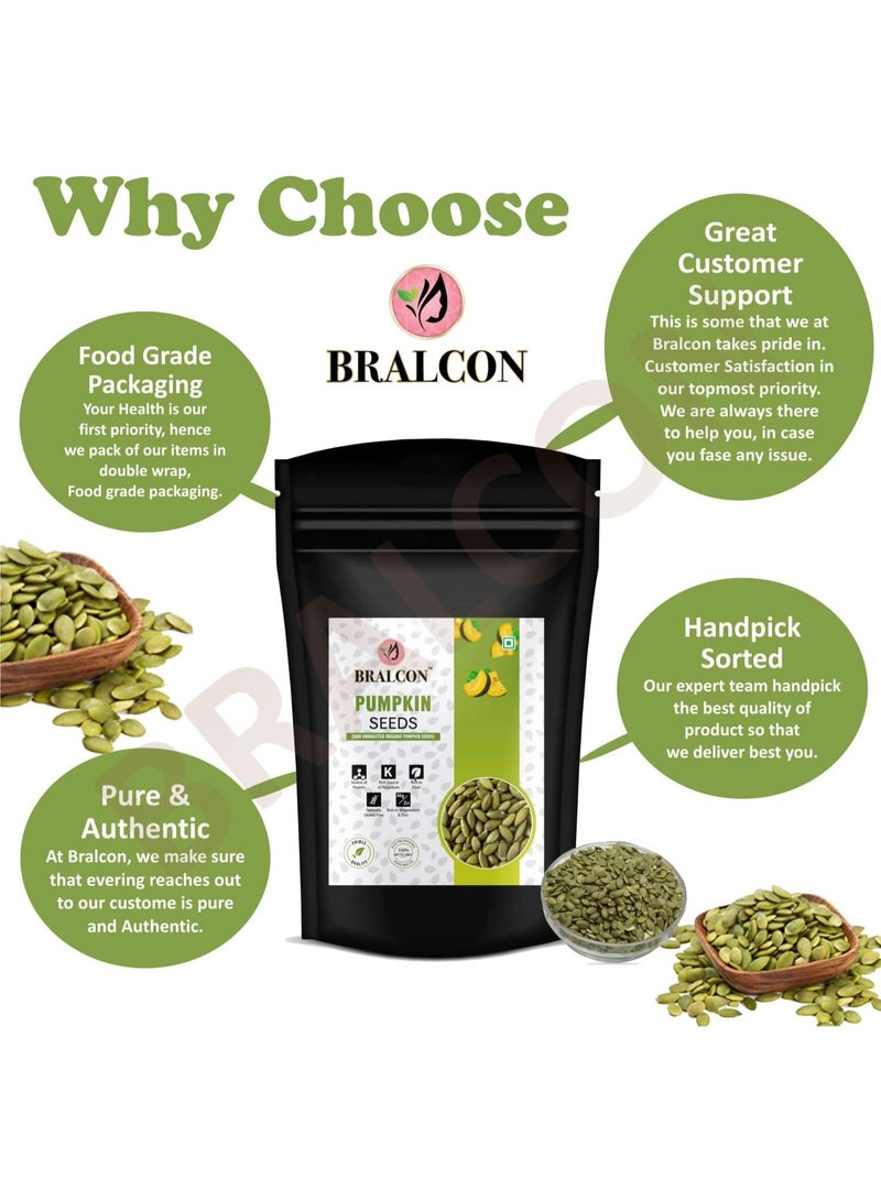 BRALCON Organic Pumpkin Seeds - 100g | Raw Unroasted Pumpkin Seeds for Eating | Protein and Fiber Rich Superfood | Rich in Omega-3 fatty acids - Image 3
