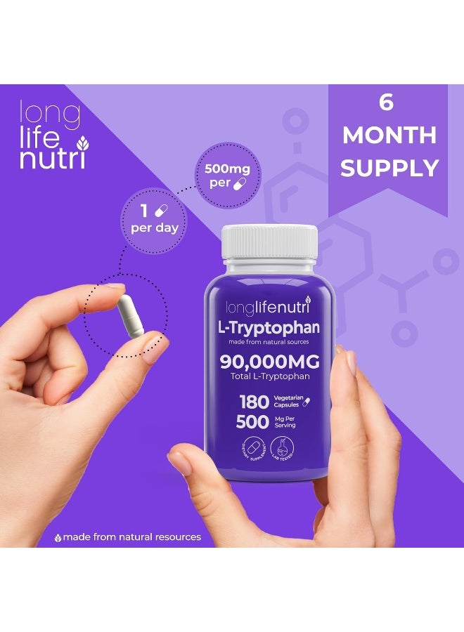 LongLifeNutri L-Tryptophan 500mg Vegetarian Capsules for Adults - Image 5