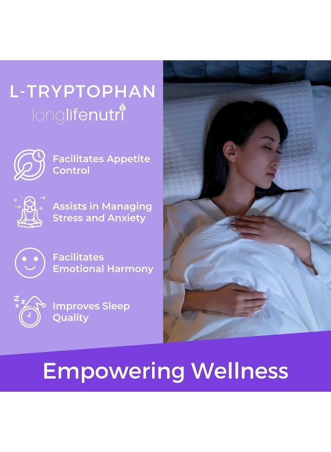 LongLifeNutri L-Tryptophan 500mg Vegetarian Capsules for Adults - Image 4
