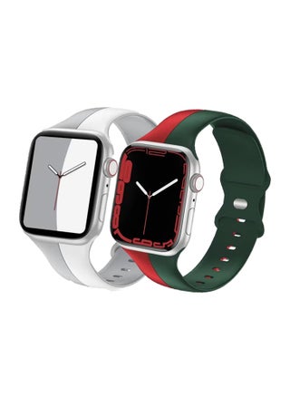 Silver White & Green Red