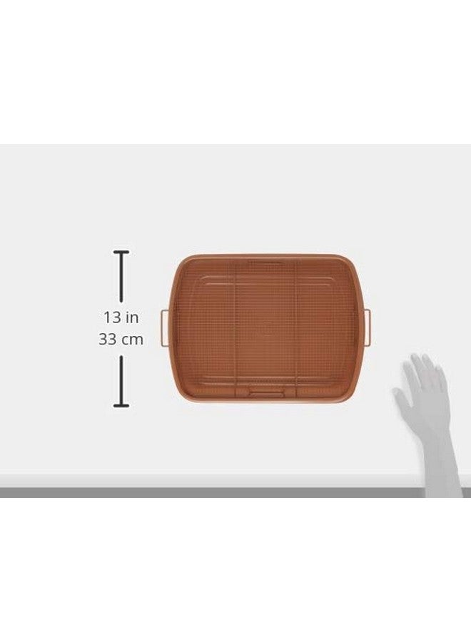 جوثام ستيل سلة مقلاة هوائية من جوثام ستيل لفرن الحمل الحراري، صينية مقرمشة من النحاس غير لاصقة من قطعتين، رائعة أيضًا للخبز والأطعمة المقرمشة، آمنة للاستخدام في غسالة الأطباق - مقاس كبير جدًا 16.5 بوصة × 12.5 بوصة - Image 3