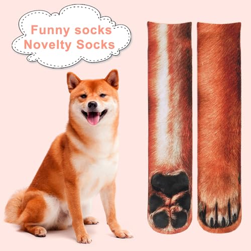 Tiaronics Funny Animal Paw Socks Novelty Socks Gag Gifts for White Elephant Gift Exchange(Dog) - Image 2