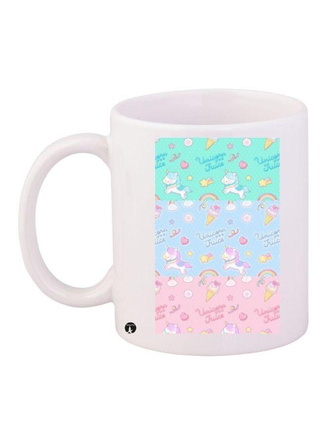 RYN Unicorn Juice Printed Coffee Mug White/Green/Pink 11ounce