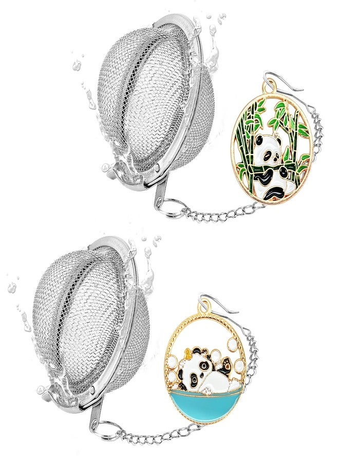 YOIYINI 2Pcs Stainless Steel Mesh Tea Infuser, 2.1 inch Tea Ball with Panda Pendant,Tea Strainer Tea Diffuser Tea Steeper for Filtering Tea,Tea Infusers for Loose Tea (Panda, 2PC) - Image 1
