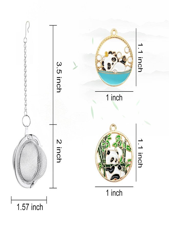 YOIYINI 2Pcs Stainless Steel Mesh Tea Infuser, 2.1 inch Tea Ball with Panda Pendant,Tea Strainer Tea Diffuser Tea Steeper for Filtering Tea,Tea Infusers for Loose Tea (Panda, 2PC) - Image 2