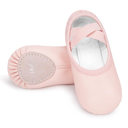 Stelle Ballet Shoes for Girls Women PU Leather Dance Slippers Boys Ballerina Shoes for Toddler/Little Kid/Big Kid/Women(Ballet Pink,9MT) - Image 1