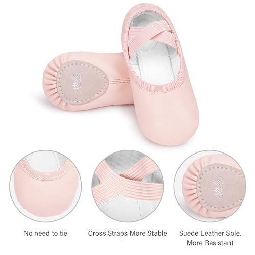 Stelle Ballet Shoes for Girls Women PU Leather Dance Slippers Boys Ballerina Shoes for Toddler/Little Kid/Big Kid/Women(Ballet Pink,9MT) - Image 4
