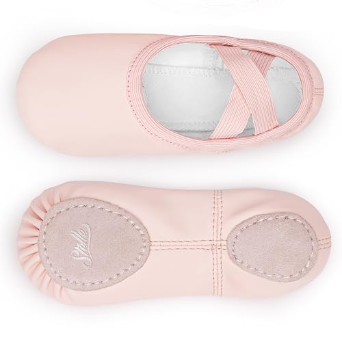 Stelle Ballet Shoes for Girls Women PU Leather Dance Slippers Boys Ballerina Shoes for Toddler/Little Kid/Big Kid/Women(Ballet Pink,9MT) - Image 3