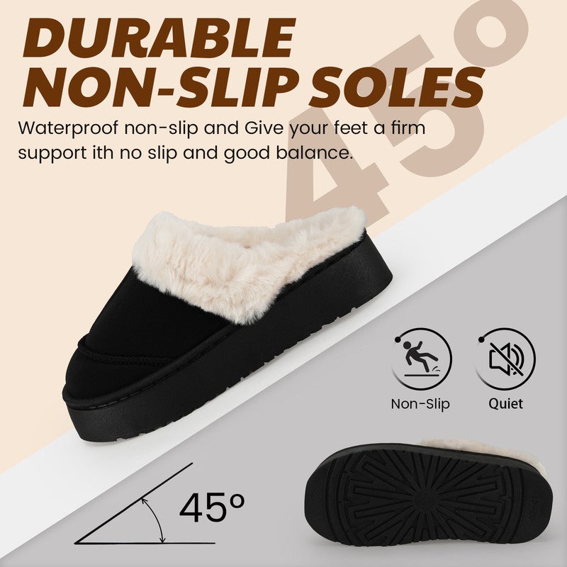 Lucky Kids Cozy Women's Flipper Slippers - Plush Faux Fur Indoor/Outdoor Slide Sandals with Durable Sole, Comfort House Shoes for Women - Image 4