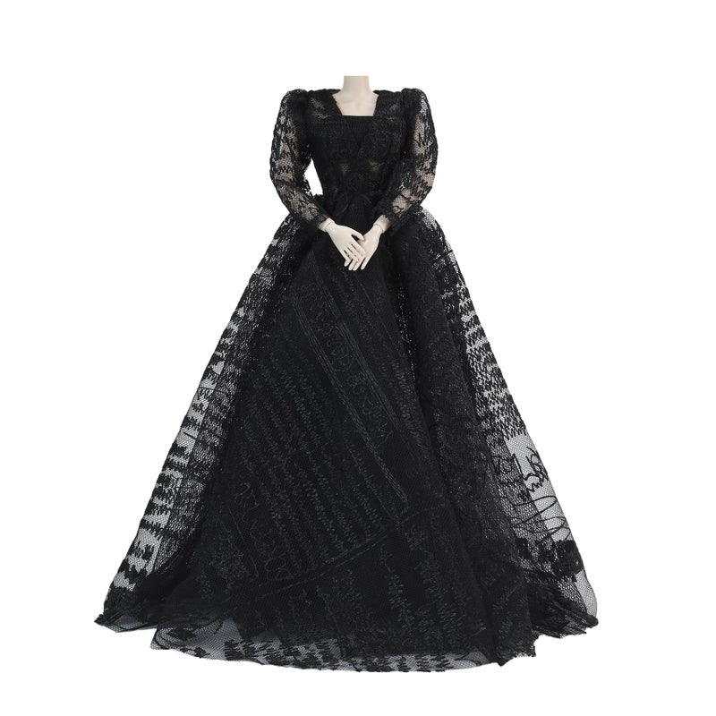 E-TING ETING Exquisite Handcrafted Black Lace Gown Evening Gala Dress for 115 Inch Girl Doll - Image 3