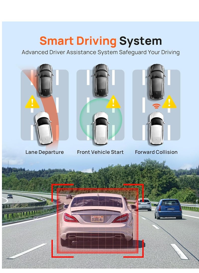 Generic - Dash Cam Front and Rear, 4KFull HD Dash Cam, Free 256GB Card, Built-in Wi-Fi GPS, 3-inch IPS Screen, Night Vision, 170° Wide Angle, WDR, 24-hour Parking Mode4K Dual Dash Cam, Front and Rear Recorder, Free 256GB Card, Built-in Wi-Fi, 3" IPS Screen, Night Vision, 170° Wide Angle, WDR, 24/7 Parking Mode - Image 1