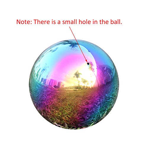 Folytiy Durable Stainless Steel Gazing Ball, Hollow Ball Mirror Globe Polished Shiny Sphere for Home Garden (Rainbow, 8 Inch) - Image 2