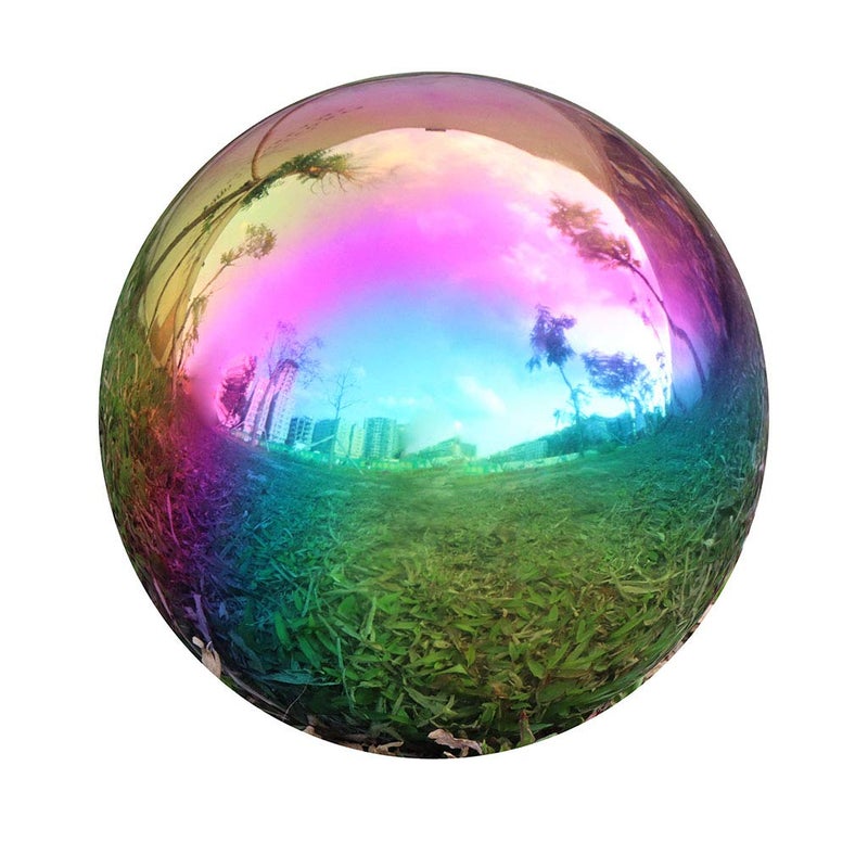 Folytiy Durable Stainless Steel Gazing Ball, Hollow Ball Mirror Globe Polished Shiny Sphere for Home Garden (Rainbow, 8 Inch) - Image 5