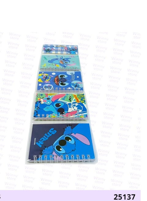 دفاتر ملاحظات صغيرة بتصميم شخصية ستيتش  الكرتونية | دفتر ملاحظات صغير بعدد 4 قطع في ربطة واحدة | نوت بوك سلك لولبي خفيف ومناسب للمدرسة والجامعة والمكتب |  نوتة صغيرة مثالية للكتابة والرسم وتدوين الأفكار