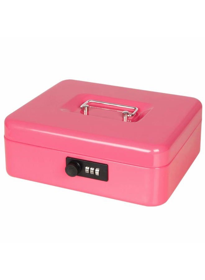 Jssmst Large Cash Box with Combination Lock - Durable Metal Cash Box with Money Tray Pink (9.8 x 7.9 x 3.5), SM-CB07004L, SM-CB014 - Image 1