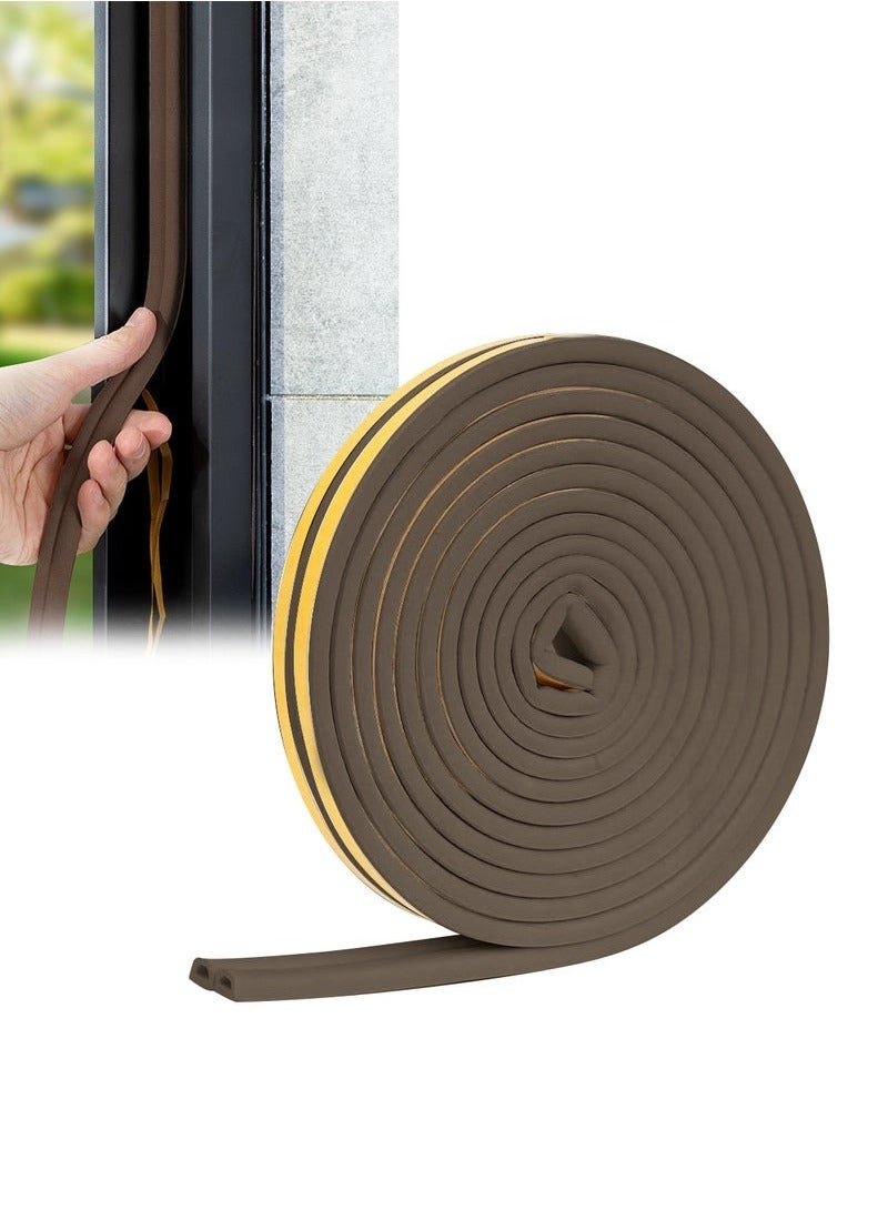 FALMER D-Shape Door Seal, Rubber Weather Stripping, Self-Adhesive Car Truck Door Soundproof Noise Insulation (1.5m Brown)  - Image 1