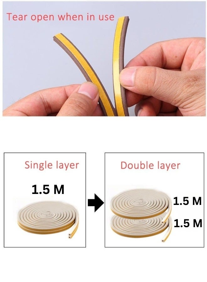 FALMER D-Shape Door Seal, Rubber Weather Stripping, Self-Adhesive Car Truck Door Soundproof Noise Insulation (1.5m Brown)  - Image 3