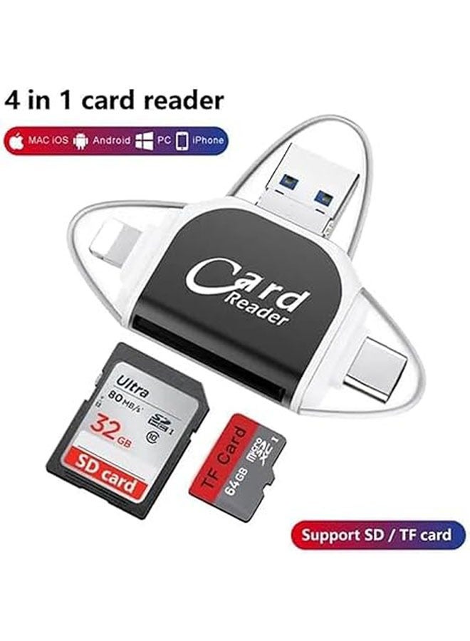 Universal 4-in-1 Multiport TF SD Card Reader, USB C Multiport Adapter, Plug and Play, Multi-Purpose TF Memory Card Reader for MacBook Pro Plus USB C devices