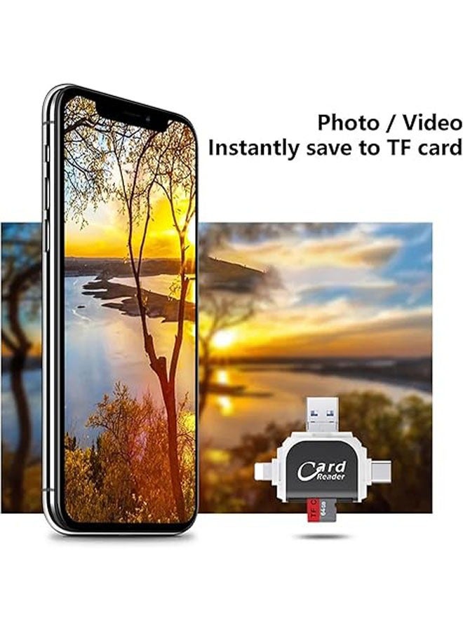 Universal 4-in-1 Multiport TF SD Card Reader, USB C Multiport Adapter, Plug and Play, Multi-Purpose TF Memory Card Reader for MacBook Pro Plus USB C devices