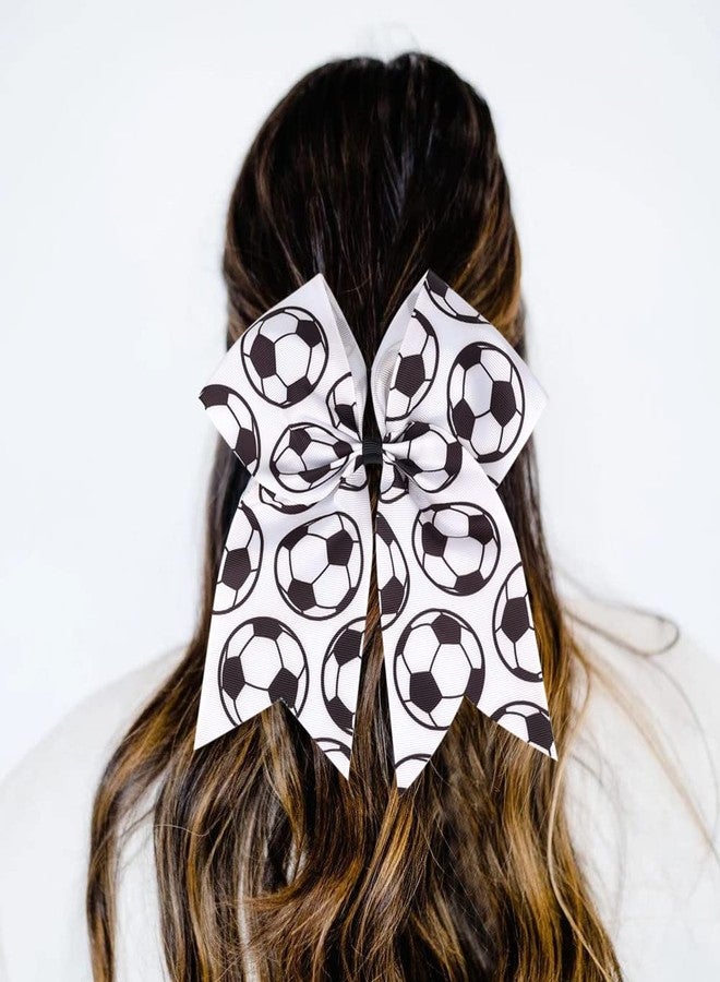 Jeffan 6 Count Soccer Themed Hair Ties, 8 Inch Soccer Cheer Bows Soccer Sport Hair Accessories for Girls Players Teams - Image 5