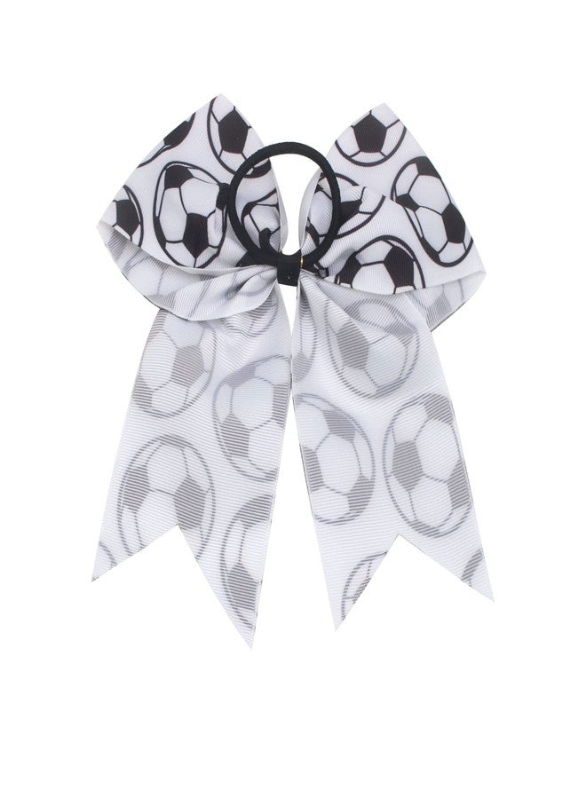Jeffan 6 Count Soccer Themed Hair Ties, 8 Inch Soccer Cheer Bows Soccer Sport Hair Accessories for Girls Players Teams - Image 3