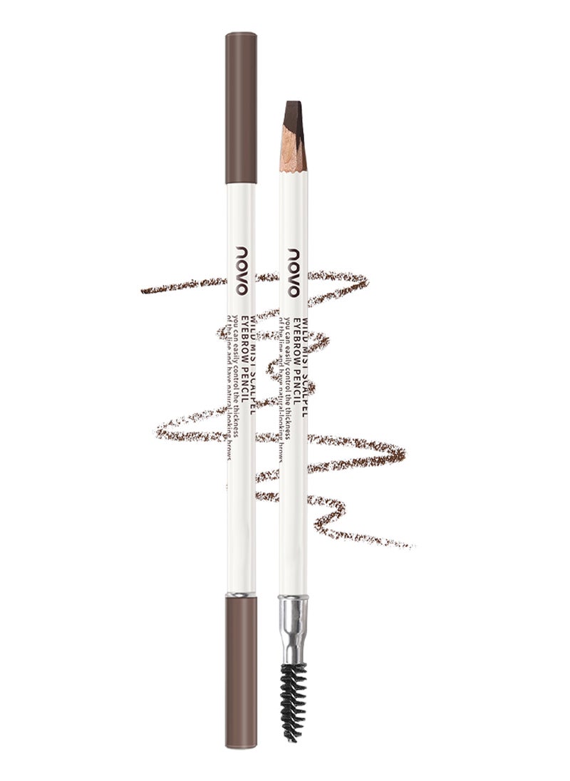 Novo Wild Mist Scalpel Eyebrow Pencil, Long Lasting Waterproof Brow Pencil with Fine Tip and Brush, Eyebrow Makeup for Natural and Real Looking Dark Brown  - Image 1