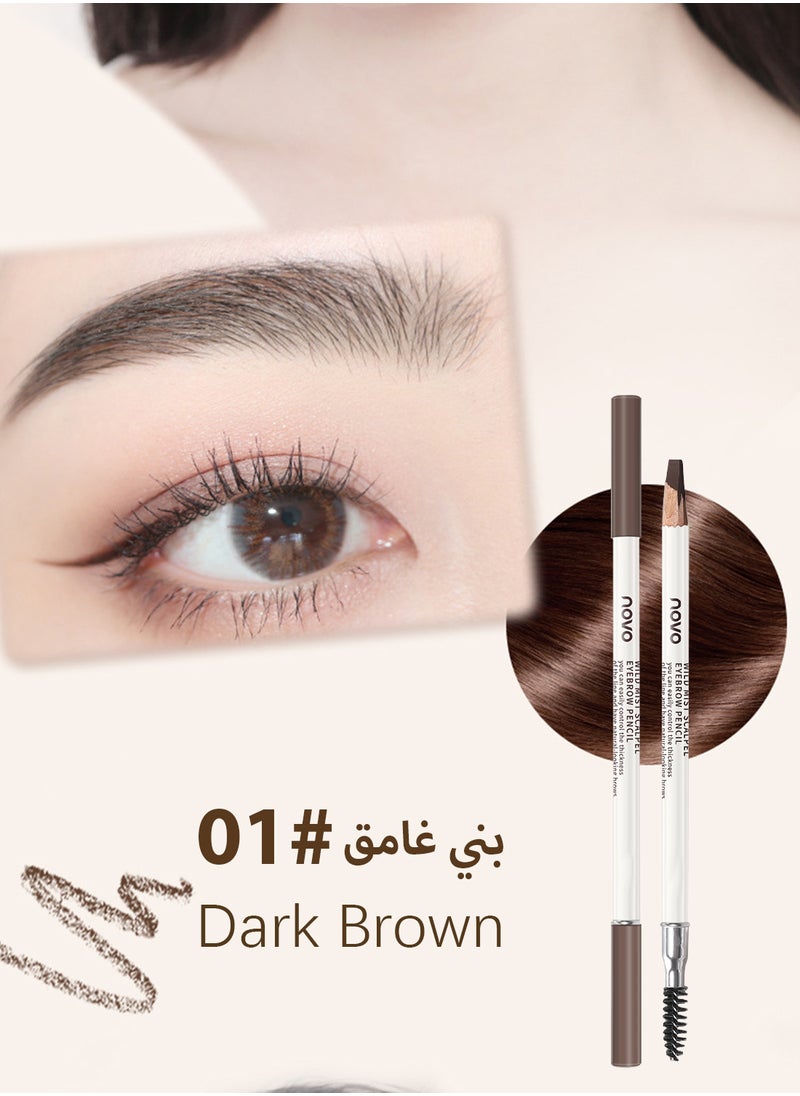 Novo Wild Mist Scalpel Eyebrow Pencil, Long Lasting Waterproof Brow Pencil with Fine Tip and Brush, Eyebrow Makeup for Natural and Real Looking Dark Brown  - Image 2