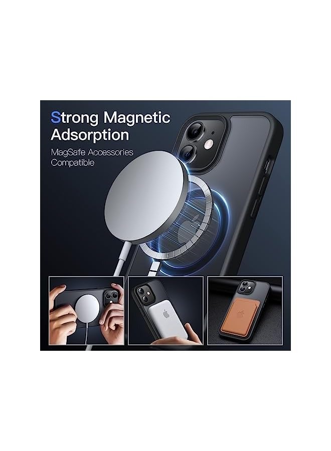 جي تيك حافظة JETech المغناطيسية لهاتف iPhone 12/12 Pro مقاس 6.1 بوصة متوافقة مع MagSafe، غطاء هاتف خلفي شفاف غير لامع مقاوم للصدمات (أسود) - Image 3