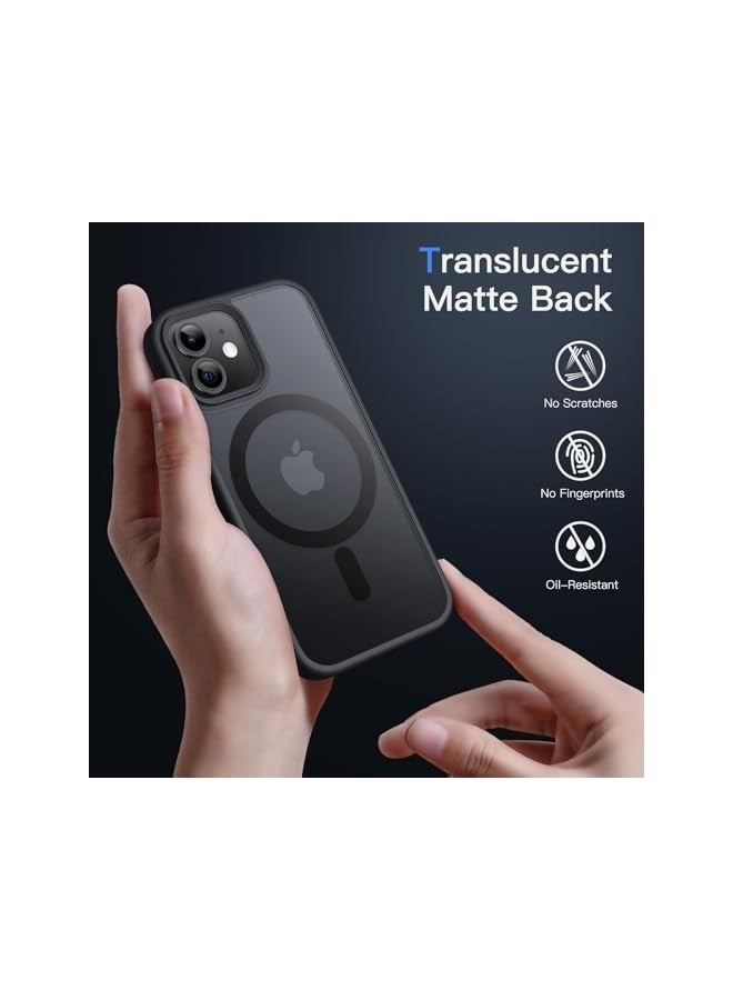 جي تيك حافظة JETech المغناطيسية لهاتف iPhone 12/12 Pro مقاس 6.1 بوصة متوافقة مع MagSafe، غطاء هاتف خلفي شفاف غير لامع مقاوم للصدمات (أسود) - Image 4