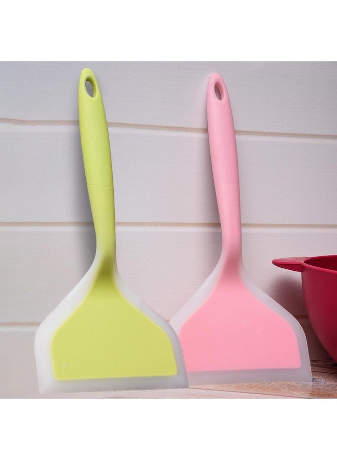 Kuber Industries Turner | Silicone Wide Spatula Turner | Spatulas Turner for Nonstick Cookware | Omelette Turner for Cooking | Kitchen Turners | New Big Spatula | Pack of 2 | Multi - Image 1