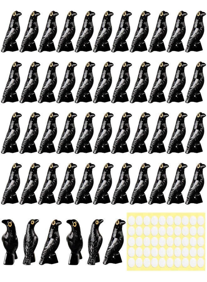 Dreplfn 50PCS Mini Resin Crows Figurines Halloween Miniatures Animals Raven Bird Statue to Hide Tiny Black Gothic Crows Statue for Micro Landscape Garden Party Favors Halloween Scene Decor (Mini Resin Crows) - Image 1