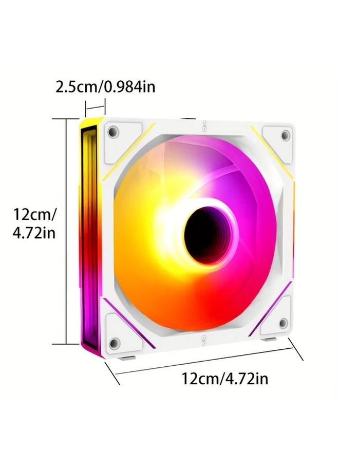 Prism4 White 3in1 مروحة سبلايسنج مع مرآة لا نهائية ARGB تشغيل صامت تبريد جهاز الكمبيوتر المحمول - Image 3