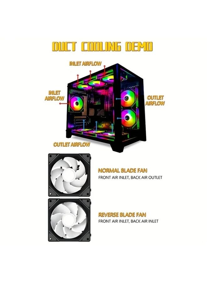 Prism4 White 3in1 مروحة سبلايسنج مع مرآة لا نهائية ARGB تشغيل صامت تبريد جهاز الكمبيوتر المحمول - Image 5