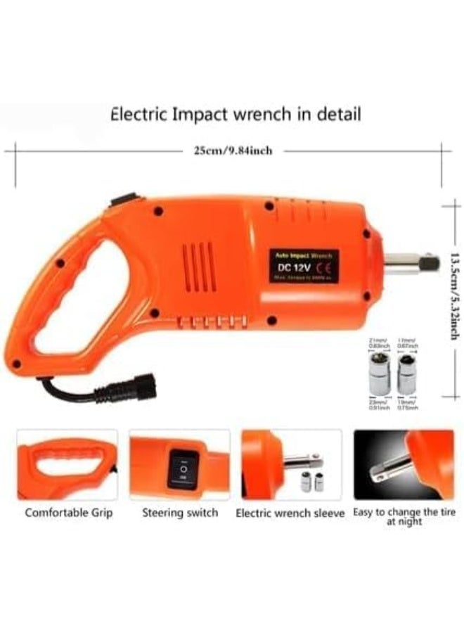 SHEZA STAR Electric Car Jack Kit with Impact Wrench, Air Compressor, 12V DC, Portable Lifting Tool Set 42 cm Lifting with Storage Case - Image 4