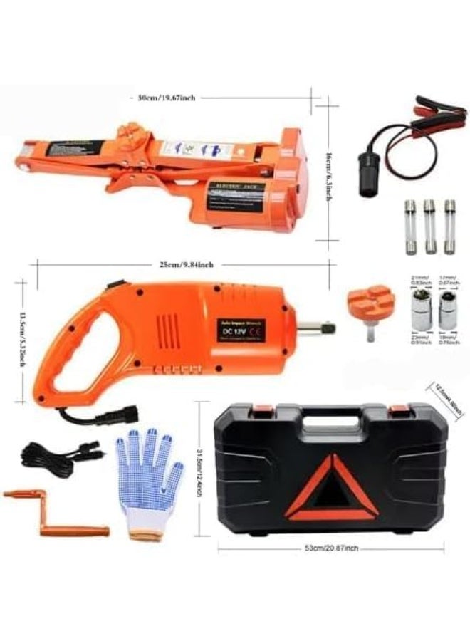 SHEZA STAR Electric Car Jack Kit with Impact Wrench, Air Compressor, 12V DC, Portable Lifting Tool Set 42 cm Lifting with Storage Case - Image 5