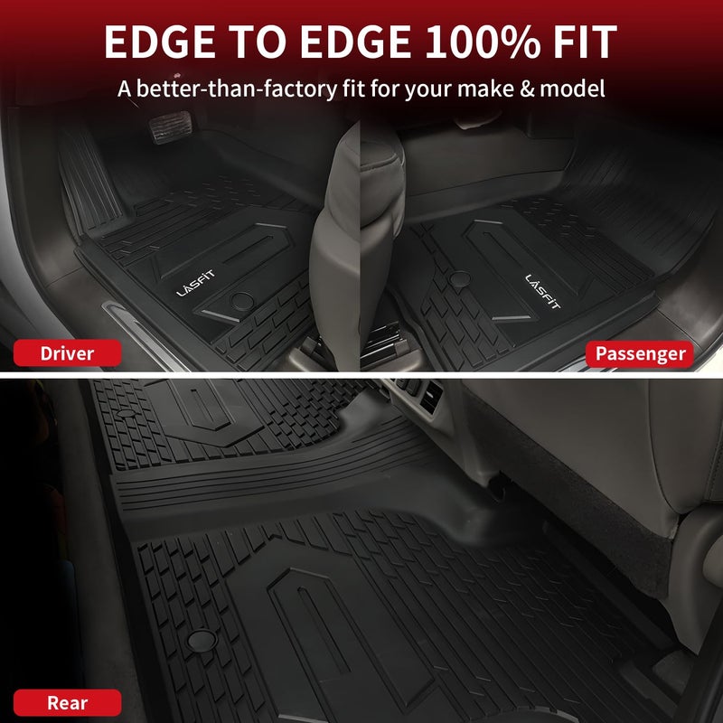 LASFIT Floor Mats 2019-2026 for Chevy Silverado/GMC Sierra 1500, 2020-2026 2500 HD/3500 HD, Crew Cab Only(Fit with Rear Under-Seat Storage, But Not Fit 2nd Row Plastic Storage) All Weather TPE Mats - Image 4