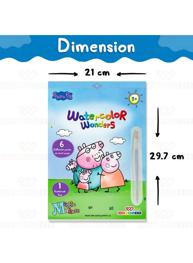 Wembley Peppa Pig Watercolor Painting Book for Kids Toddlers with Paint Bookmarks and Brush Art - Pack of 1 - Image 3
