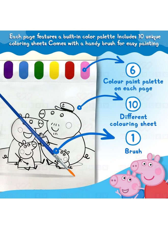 Wembley Peppa Pig Watercolor Painting Book for Kids Toddlers with Paint Bookmarks and Brush Art - Pack of 1 - Image 4