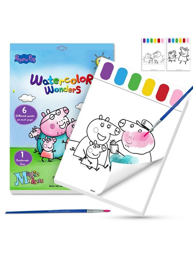 Wembley Peppa Pig Watercolor Painting Book for Kids Toddlers with Paint Bookmarks and Brush Art - Pack of 1 - Image 1