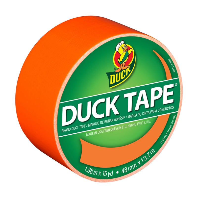 Duck Brand 1265019 Color Duct Tape Neon Orange 188 Inches x 15 Yards Single Roll