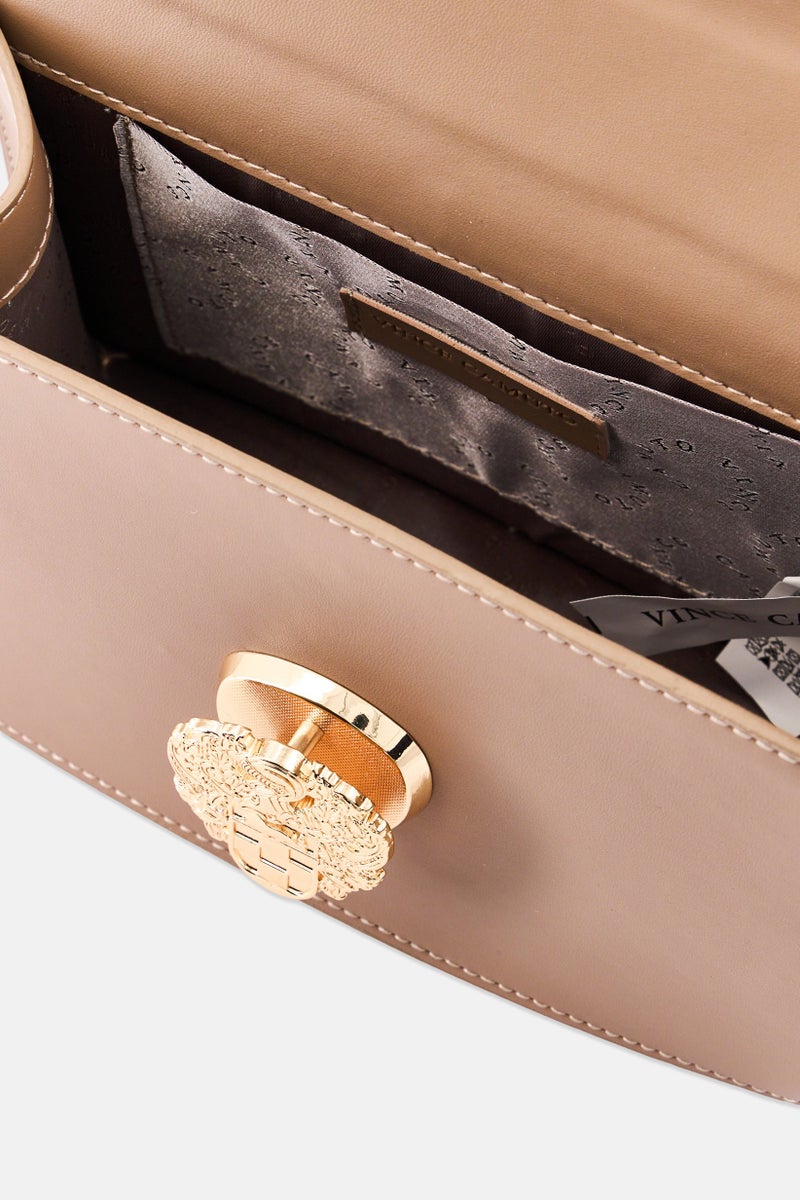 VINCE CAMUTO حقيبة كتف نسائية بشعار العلامة التجارية، بني - Image 3