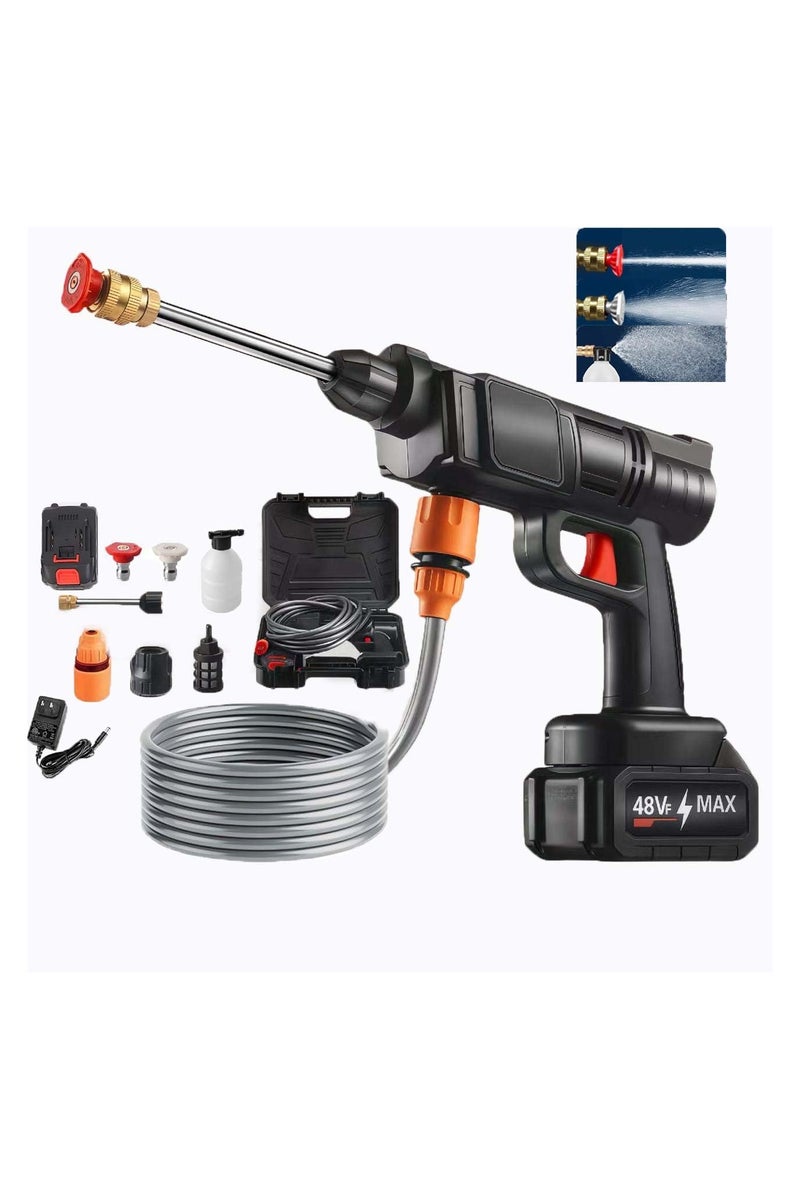 Wireless Charging Washer Water Spray Gun 30 Bar Pressure Lithium Battery Lasts 60 Minutes with Full Charge Portable High Pressure Car Washer for Cleaning Car Fence Walls Roof - Image 1