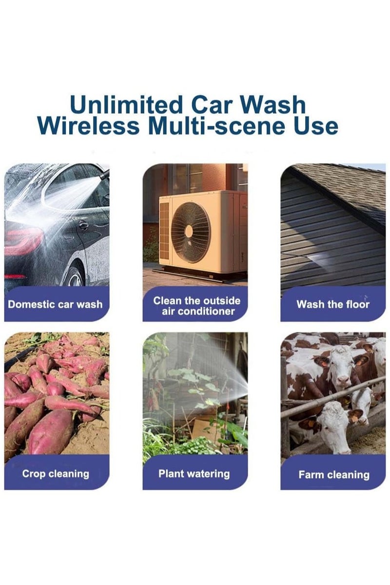 Wireless Charging Washer Water Spray Gun 30 Bar Pressure Lithium Battery Lasts 60 Minutes with Full Charge Portable High Pressure Car Washer for Cleaning Car Fence Walls Roof - Image 3