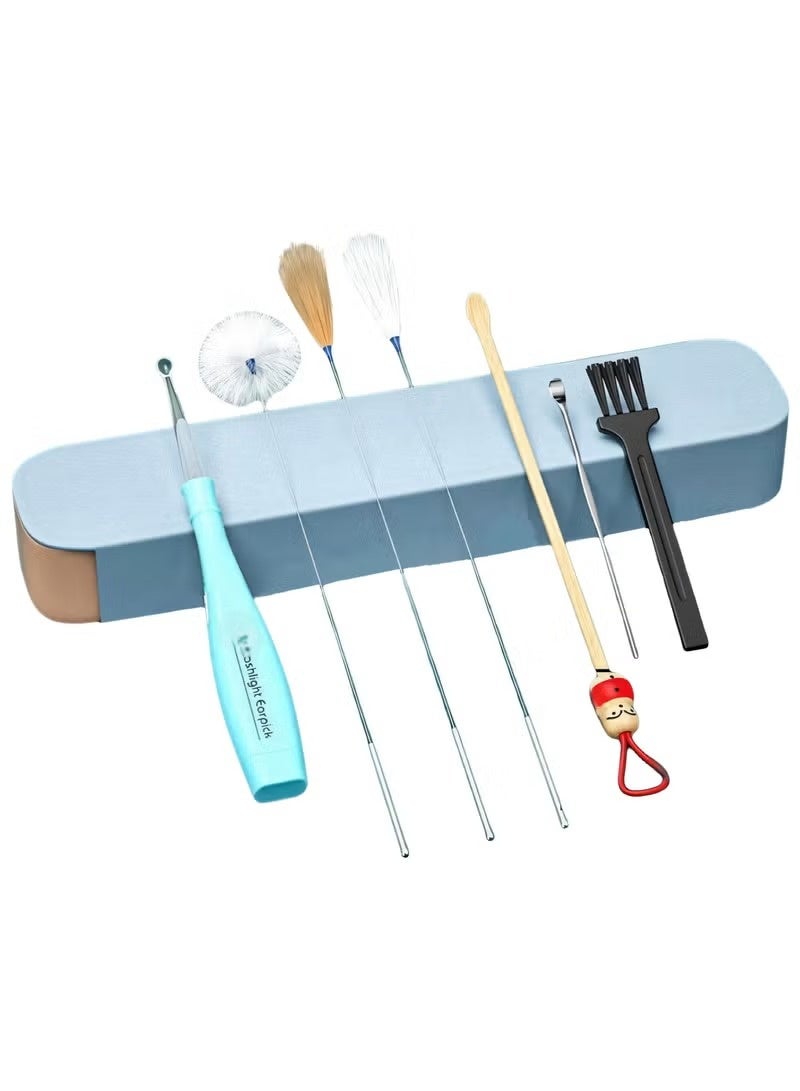 إيزي لايف مجموعة أدوات تنظيف الأذن 8 في 1، طقم احترافي لإزالة شمع الأذن مع أعواد تنظيف، عصي تدليك، أدوات ريش للتنظيف، مع علبة تخزين للعناية بالأذن - Image 4