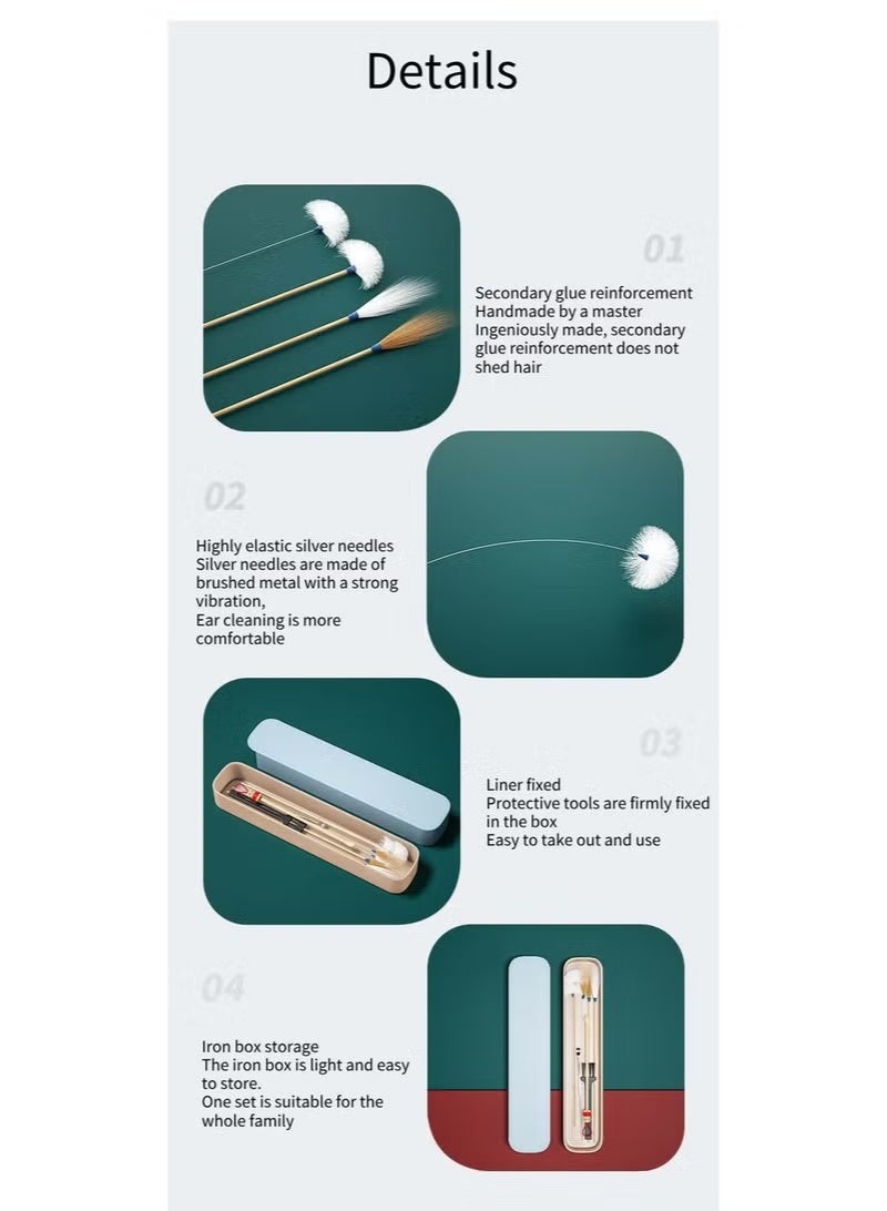 إيزي لايف مجموعة أدوات تنظيف الأذن 8 في 1، طقم احترافي لإزالة شمع الأذن مع أعواد تنظيف، عصي تدليك، أدوات ريش للتنظيف، مع علبة تخزين للعناية بالأذن - Image 3