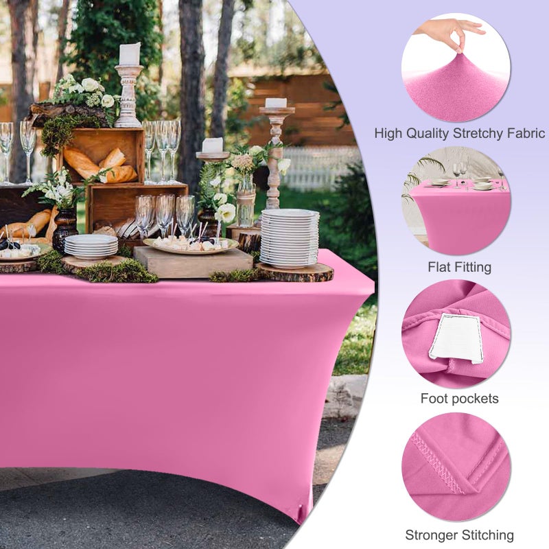 أيه بي سي كانوبي غطاء طاولة ABCCANOPY 6 أقدام من البوليستر المودعة المائدة المائدة المائدة المائدة المائدة المائدة المائدة الطاولة (الوردي) - Image 2