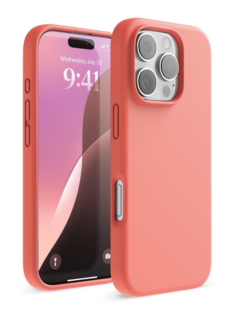 Elago Liquid Silicone for iPhone 16 PRO Case Cover Full Body Protection, Shockproof, Slim, Anti-Scratch Soft Microfiber Lining - Pomelo Pink